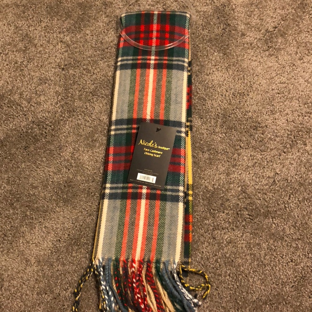 Plaid faux cashmere scarf
